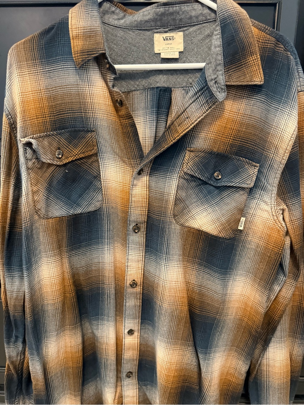 Vans Men's Plaid Button-Down Shirt in Black and Brown